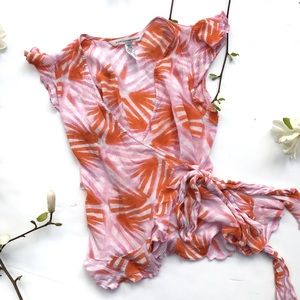 DVF 4 pink & orange wrap top